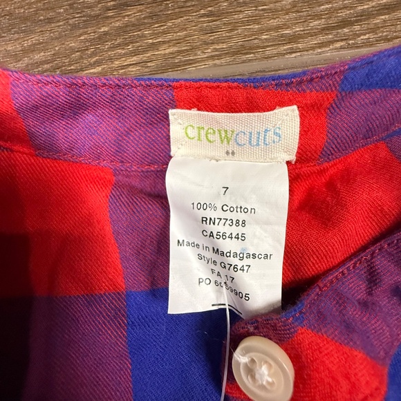J. Crew Factory Crewcuts Girls Red/Blue Buffalo Plaid Dress, Sz 7, NWT, Holiday - Picture 4 of 12
